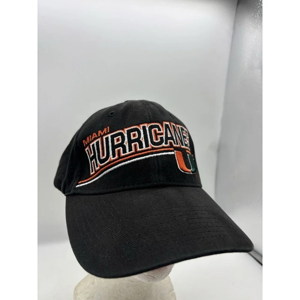 Miami Hurricanes Hat Black Orange Stitched U Logo NCAA